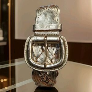 472. Lauren Ralph Lauren Champagne Gold Braided Leather Belt - Large